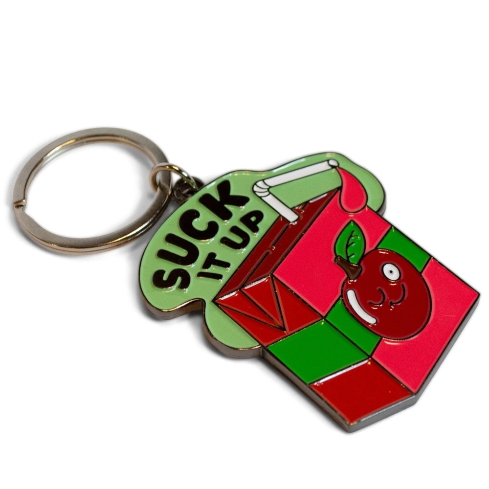 Punchkins Keychain with Apple Design Suck It Up juice box NWT